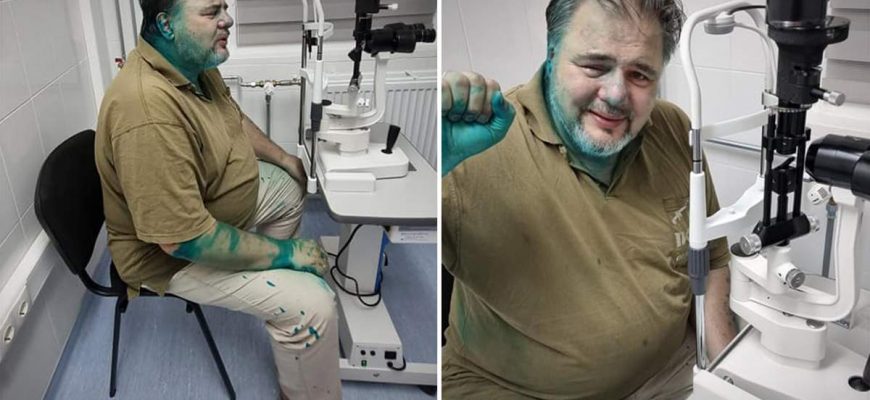 image 3 - В Івано-Франківську облили зеленкою проросійського журналіста Коцабу. Відео - rai.ua