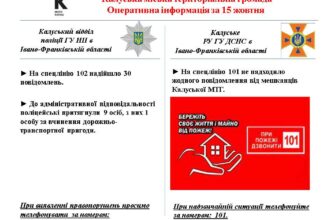 Протягом 15 жовтня на лінію 102 надійшло 30 повідомлень від мешканців Калуської громади