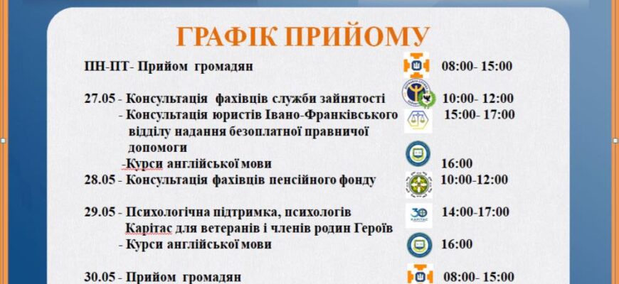 Графік подій в просторі «Ветеран ПРО» з 26.05.2025 по 30.05.2025