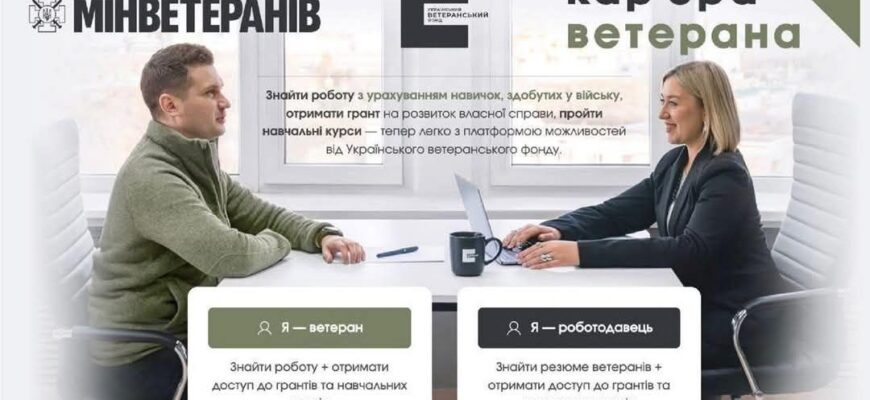 Платформа «Кар’єра ветерана» пропонує понад 13 800 вакансій