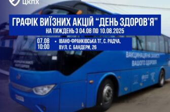 Графік виїзних акцій «День здоров’я» на тиждень з 04.08 по 10.08.2025 року
