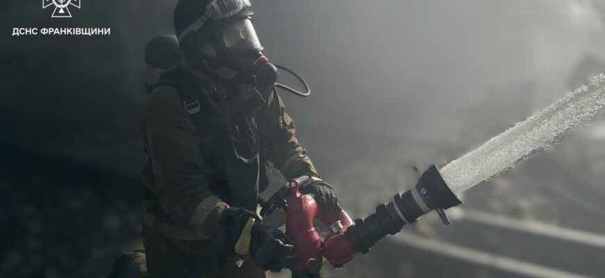 Прикарпатські рятувальники ліквідували пожежу спричинену обстрілом