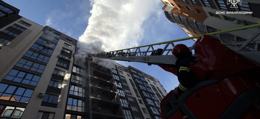 С. Угорники: під час пожежі в 11-поверховому будинку врятовано 5 осіб
