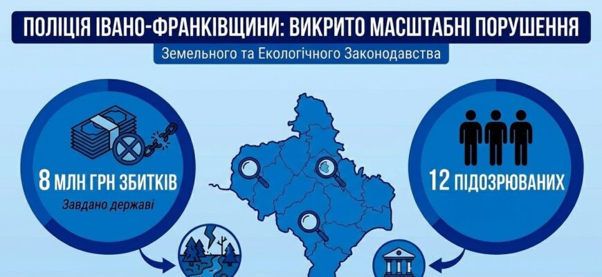 Понад 8 млн грн збитків і 12 підозрюваних: викрито порушення земельного та екологічного законодавства