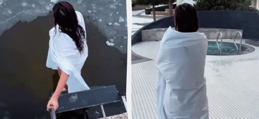 Наталія Могилевська на Водохреще занурилася у крижану воду