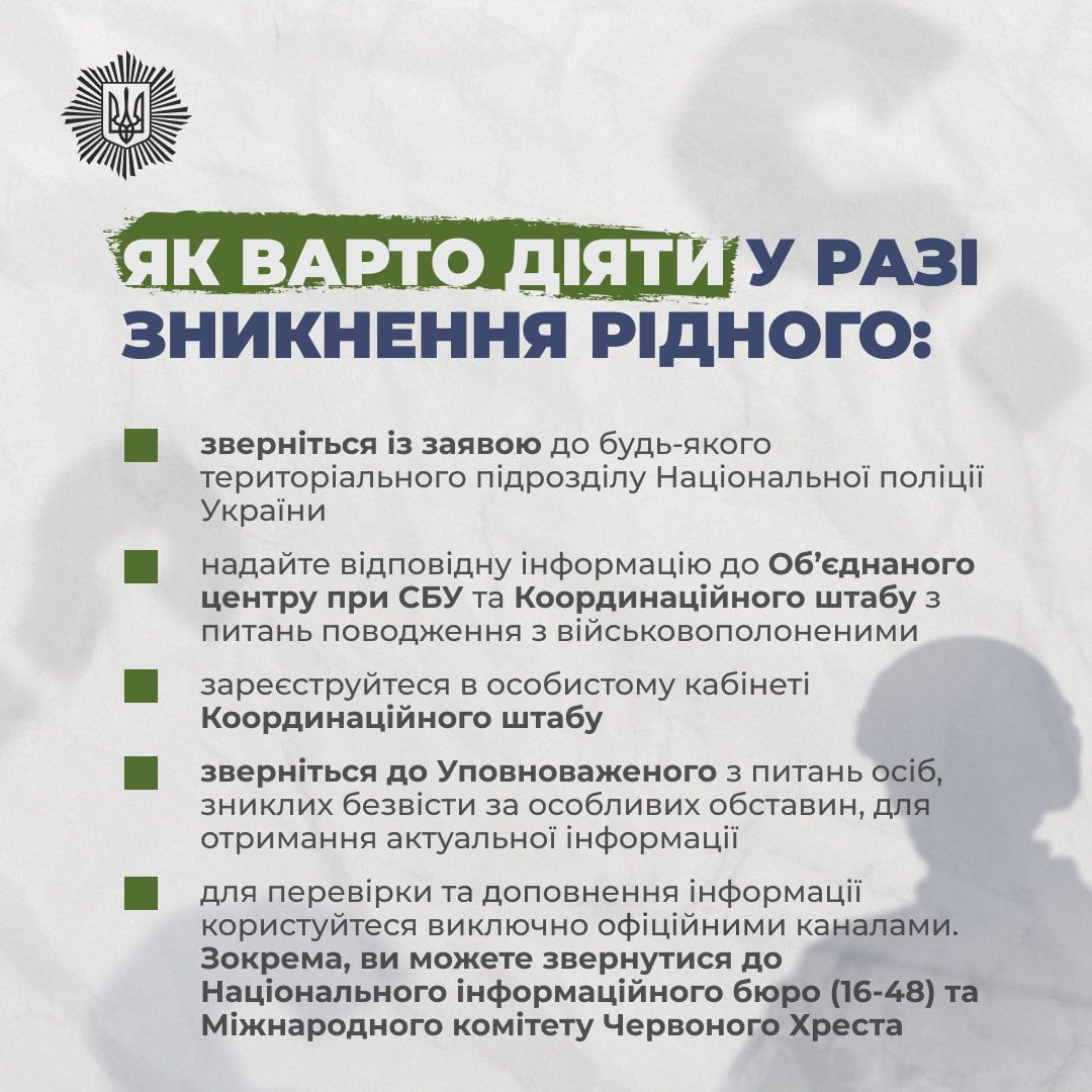 amnshchdamd - Алгоритм дій для захисту родин зниклих безвісти - rai.ua