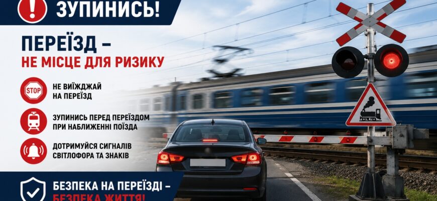 Водіїв закликають бути особливо уважними на залізничних переїздах