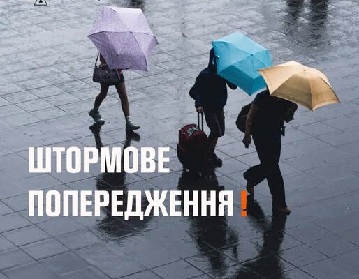 До кінця дня очікуються грози, град та пориви вітру