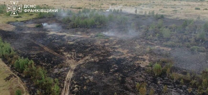 В Калуському районі гасили масштабну пожежу сухої трави та чагарників