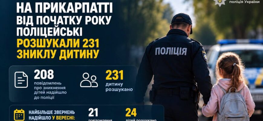 Від початку року до поліції надійшло 208 повідомлень про зникнення дітей