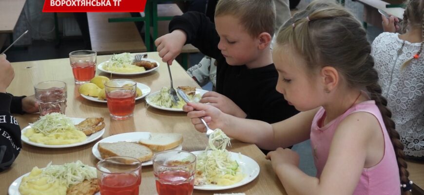 У Ворохтянському ліцеї дітей харчують за затвердженим чотиритижневим меню. Відео